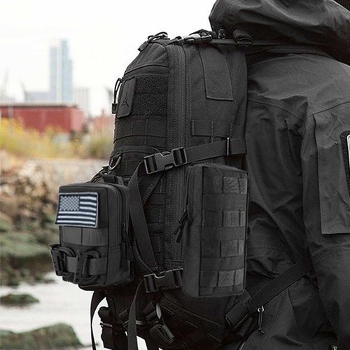 LUYEJKO 4 Pack Tactical Molle Pouches,Molle Backpack Attachments,Small Tactical Pouch for Backpack (Black)