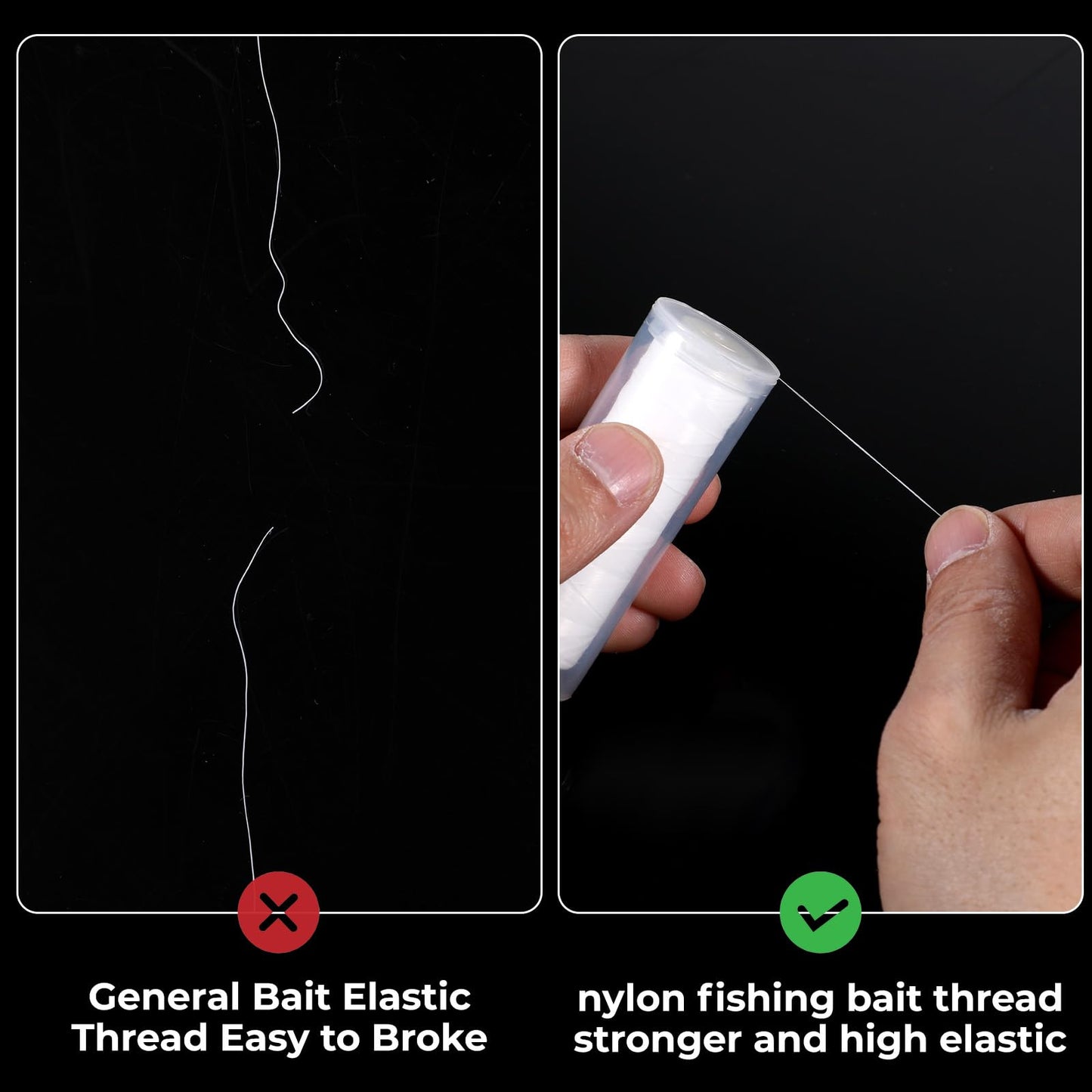 2 PCS Fishing Thread Bait Elastic 0.2 Mm Length Clear Fishing String Nylon Elastic Invisible Fishing Line Stretchy Bait String 656 Feet per Spool with Clear Storage Case