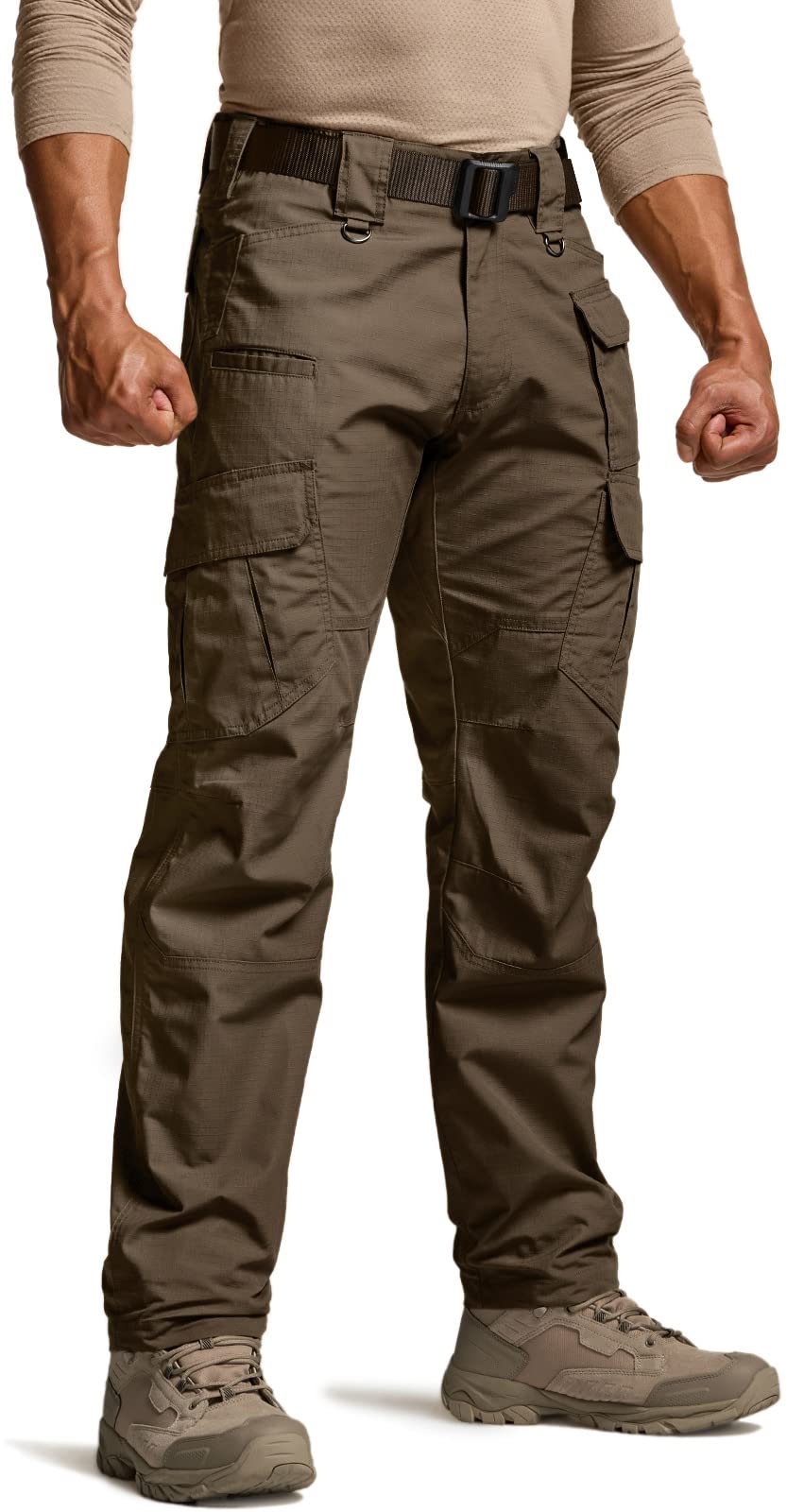 CQR Men's Tactical Pants, Water Resistant Ripstop Cargo Pants, Lightweight EDC Work Hiking Pants, Outdoor Apparel, Duratex Mag Pocket Tundra, 38W x 30L