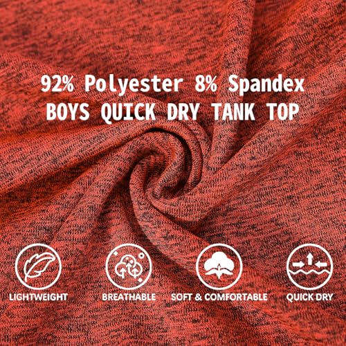 Kids Athletic Tank Tops 4-5T Pack of 5 Boys Sleeveless Sports Shirts - Yellow, Red, Orange, Blue, Black