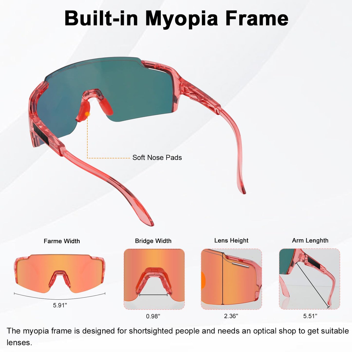 ToopMount Cycling Sunglasses with 4 Interchangeable Lenses, UV 400 Polarized Sports Sunglasses for Men Women Baseball Hiking