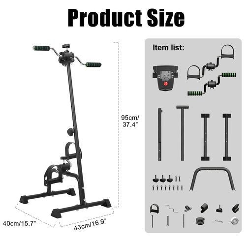 tinysiry Pedal Exerciser Bike Hand Arm Leg Knee Peddler, Adjustable Fitness Recovery Equipment with Monitor, Elderly Physical Therapy Exercise Bike floor bike pedal exerciser for Seniors Total Body