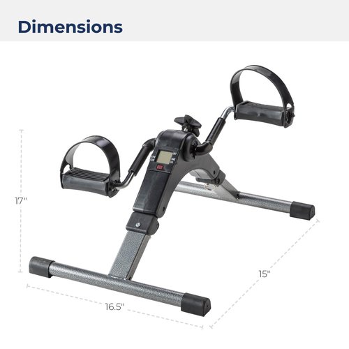 Drive Medical RTL10273 Deluxe Folding Pedal Exerciser with Electronic Display for Legs and Arms, Under Desk Bike Pedal Exerciser, Fully Assembled, No Tools Required, Black