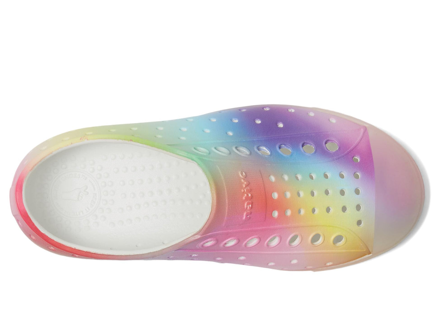 Native Shoes Unisex-Kids Jefferson Print Sneakers, Shell White/Translucent/Rainbow Blur, 2 Little Kid