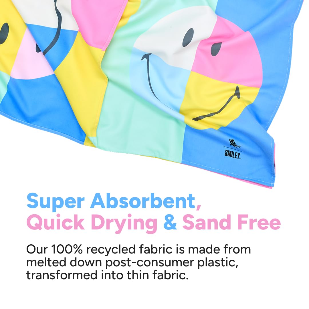 Dock & Bay Beach Towel - Quick Dry, Sand Free - Compact, Lightweight - 100% Recycled - Includes Bag - Calm - Large (160x90cm, 63x35)