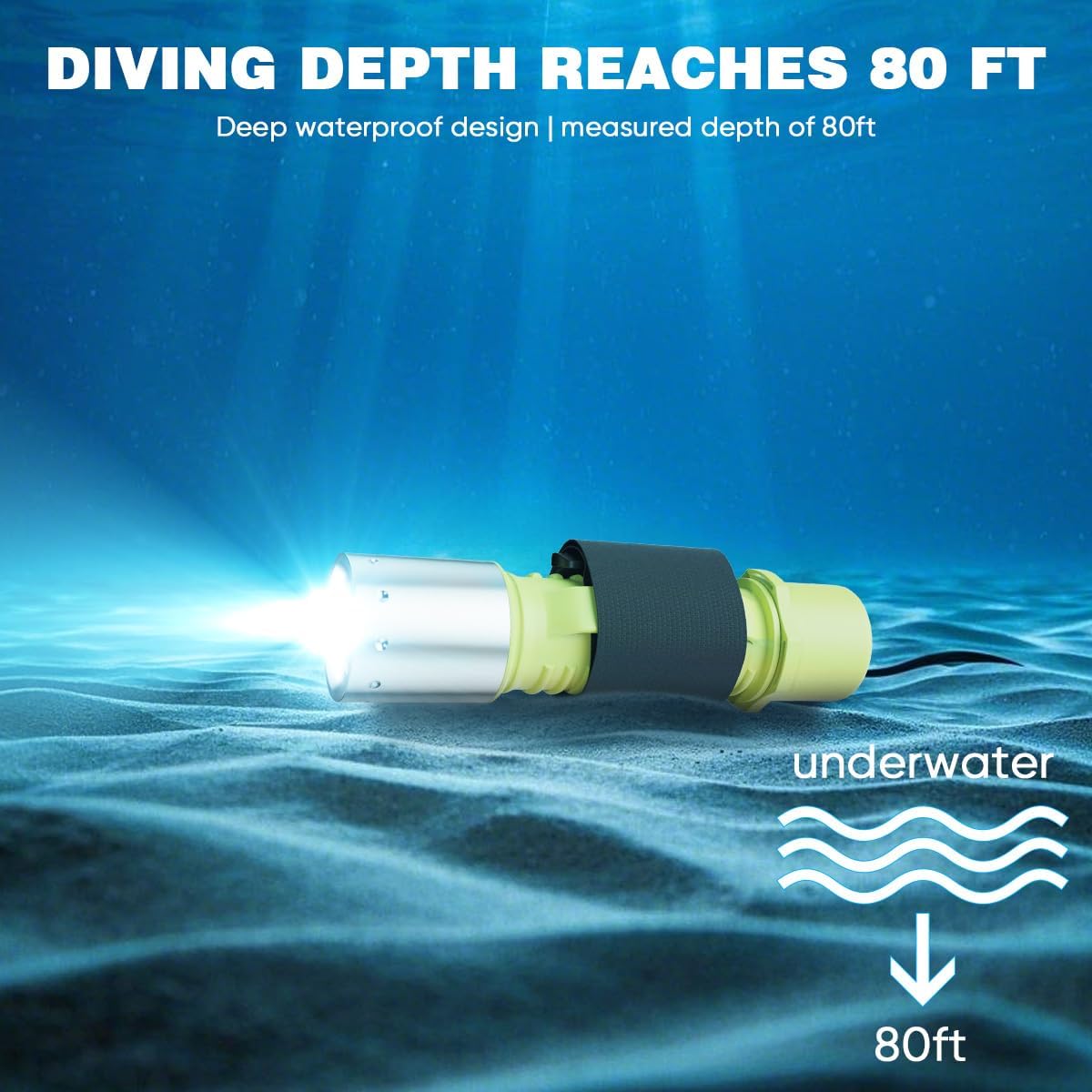 2 Pack Scuba Diving Flashlight, 1200 Lumens T6 LED Dive Light, IPX8 Waterproof Underwater Torch with 3 Modes for Scuba Diving, Night Snorkeling & Emergency (Battery Not Include)