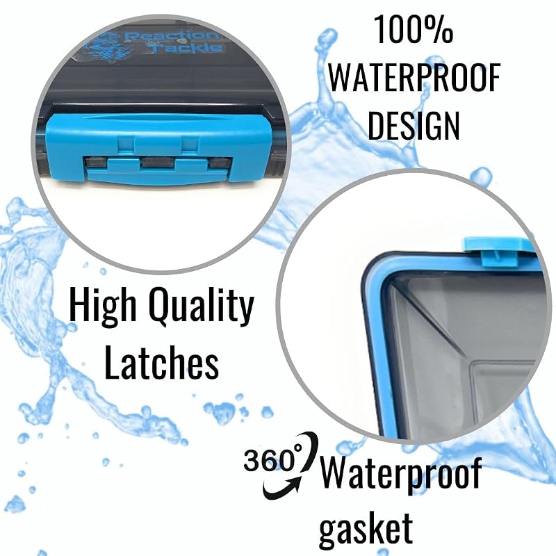 Reaction Tackle 3600 4-Pack Tackle Trays with Gasket Seal, 3 Clips, Removable Dividers