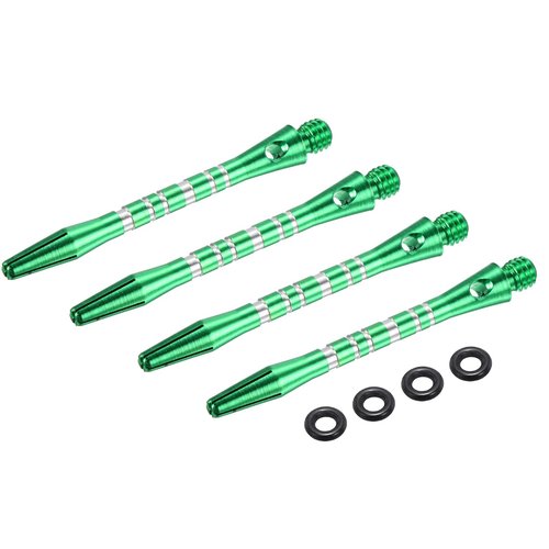 PATIKIL Aluminum Dart Shafts 45mm, 4 Pack Medium 2BA Thread Dart Stems Replacement Accessories with Rubber Rings for Steel Tip, Green