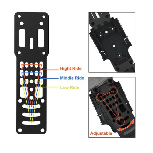 RDSPTBEK Modular Drop Leg Holster Adapter with Thigh Strap Metal Holster Adapter Duty Belt Accessories Airsoft Tactical Gear (BK)