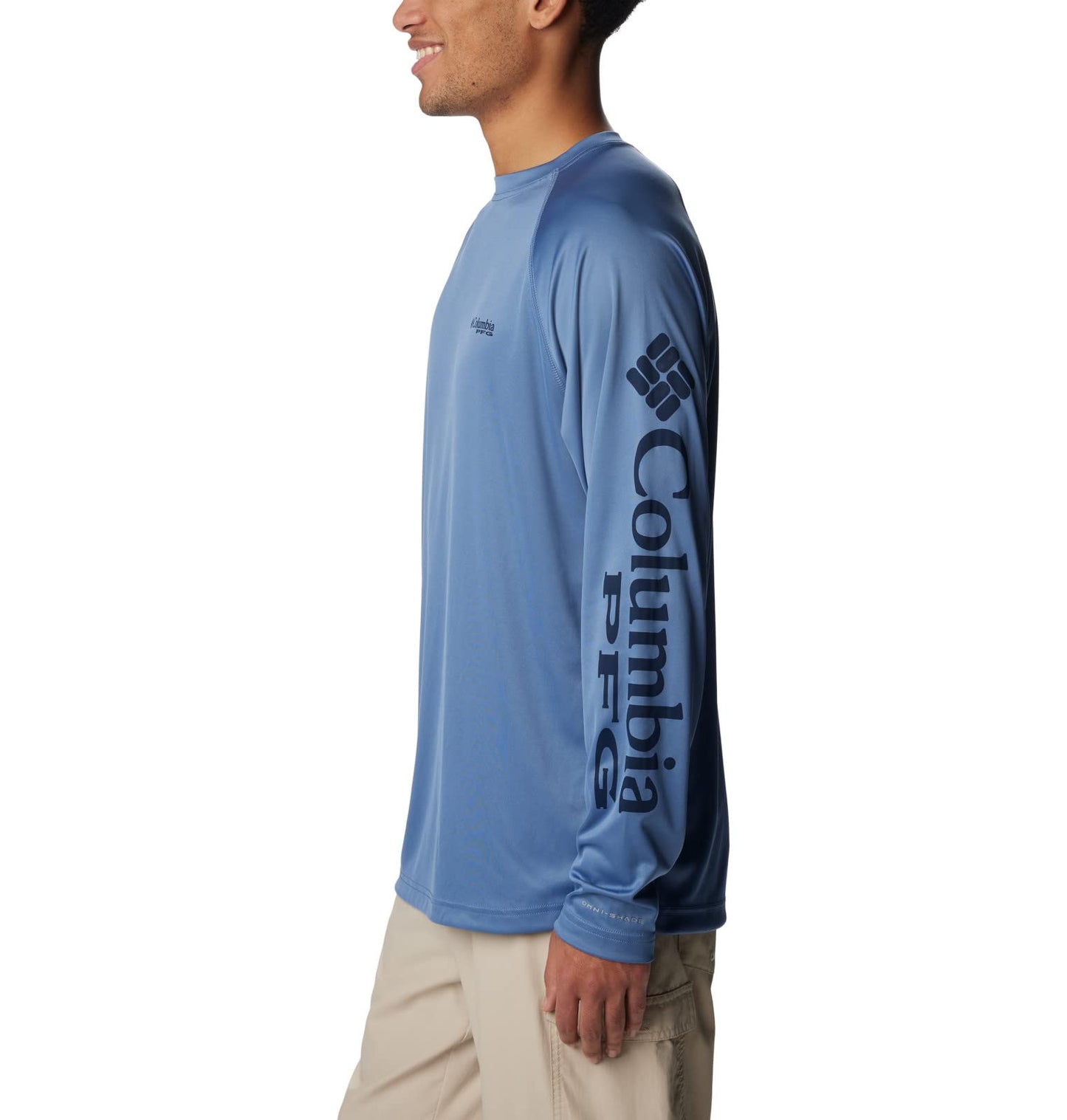 Columbia Men's Terminal Tackle Long Sleeve Shirt, Bluestone/Collegiate Navy Logo, 6X Big