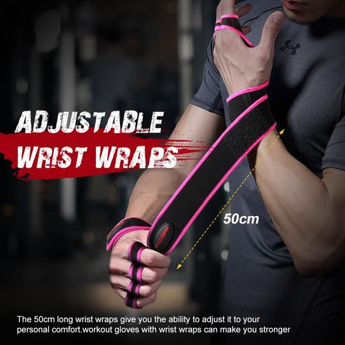 Ventilated Weight Lifting Workout Gloves with Built-in Wrist Wraps for Men and Women - Great for Gym Fitness, Cross Training, Hand Support & Weightlifting Pink M