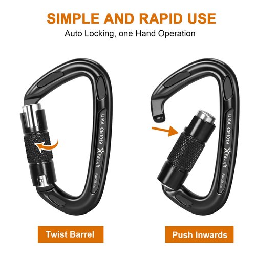 Heavy Duty Locking Climbing Carabiner - Favofit 25KN UIAA Certified Safety Carabiner Clip for Arborist - 3.9'' Large Rock Climbing Hook for Hammock Rappelling Hunting