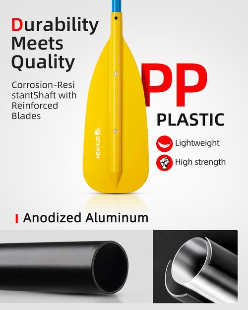 Abahub Adjustable Canoe Paddle Aluminum Shaft, 4'3''-5'3''/130cm-160cm, Floatable Oar for Canoeing Boating Kayaking, Yellow