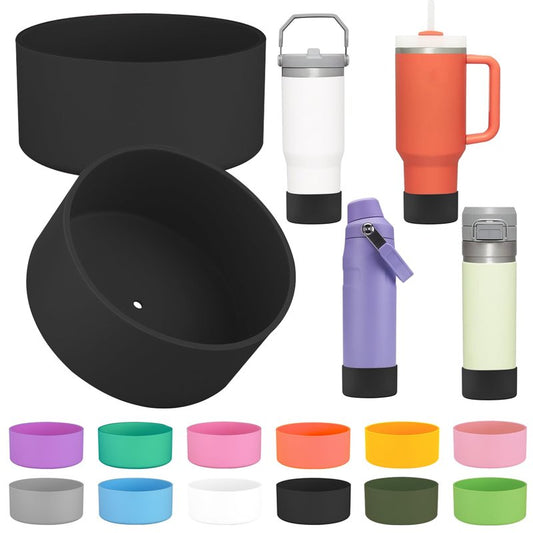 2Pcs Silicone Boot Sleeve for Stanley IceFlow Fast Flow Water Bottle 24oz,Silicone Boot Bumper for Stanley Quencher 40oz,for IceFlow 20oz 30oz,for Quick Flip GO 24oz Bottle（Thickened） (Black)
