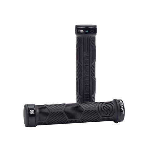 FIFTY-FIFTY Double Lock-On Mountain Bike Grips, Bicycle Handlebar Locking Grips, Non-Slip MTB Handle (Black)