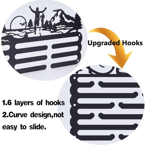 SUPERDANT Rhythmic Gymnastics Medal Hanger Display Ball Gymnastics Medal Holder Award Metal Medals Organizer Ribbon Display Holder Rack Wall Mounted Race 6 Rows 24 Hangers Non-Slip Hooks 40x25cm