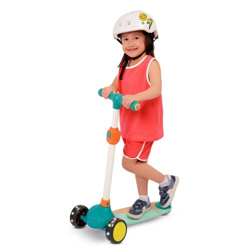 B. toys – Wood Kids Scooter – Adjustable Height & Light – Up Wheels – Solid Wooden Deck – 3+ Years–