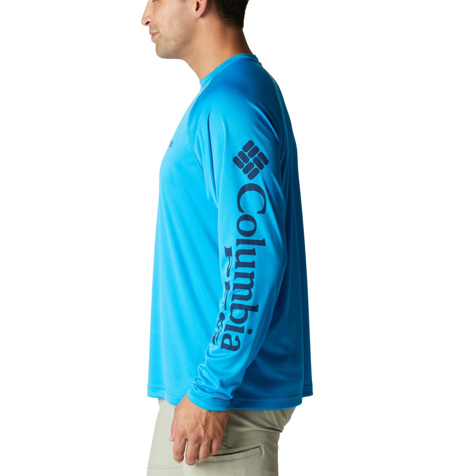 Columbia Men's Terminal Tackle Long Sleeve Shirt, Compass Blue/Carbon Logo, 5X Big