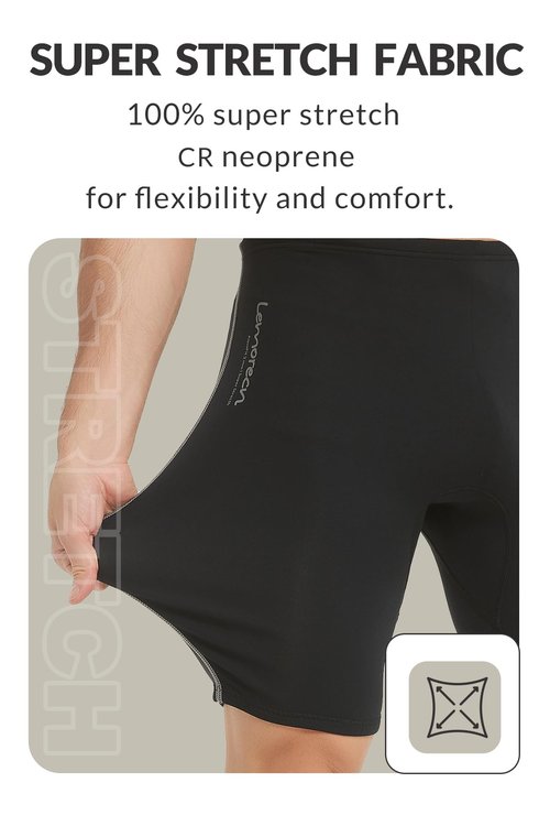 Lemorecn Men's Wetsuit Shorts 2mm Super Stretch Neoprene for Swimming Snorkeling Scuba Diving Surfing Kayaking Water Sports