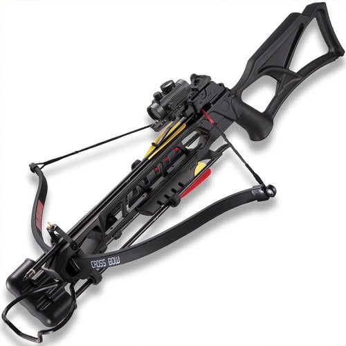 Avalanche Anaconda Recurve Crossbow Kit - 175lbs Draw Weight | Arrow Speeds Up to 245 FPS | Black Composite Stock | Red Dot Scope | Picatinny Rail Mount | Cross Bow for Hunters | 18.5” Power Stroke