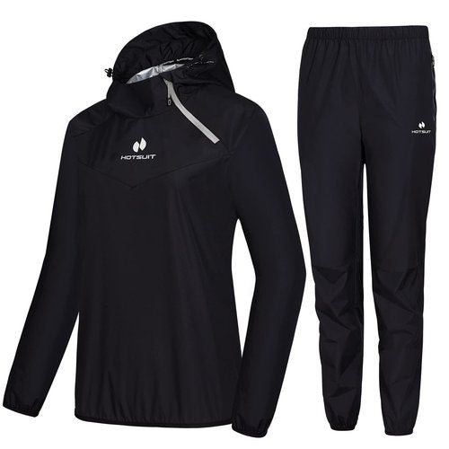 HOTSUIT Sauna Suit Women Weight Loss Boxing Gym Sweat Suits Workout Jacket, Black, L