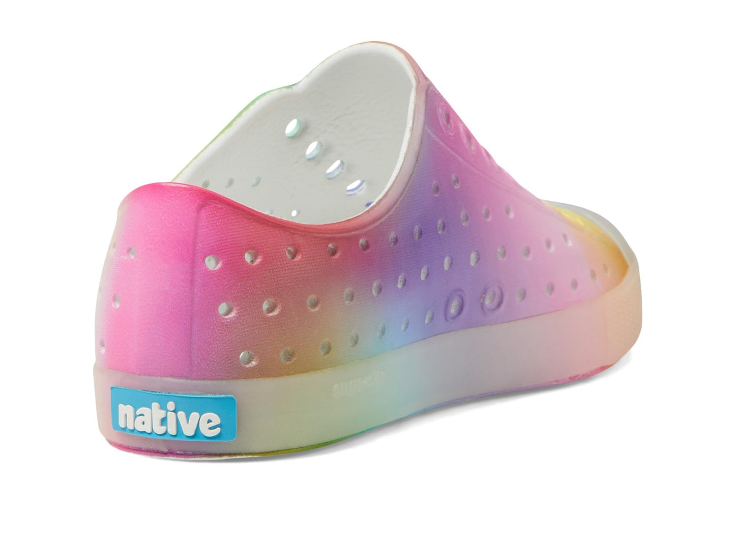 Native Shoes Unisex-Kids Jefferson Print Sneakers, Shell White/Translucent/Rainbow Blur, 2 Little Kid
