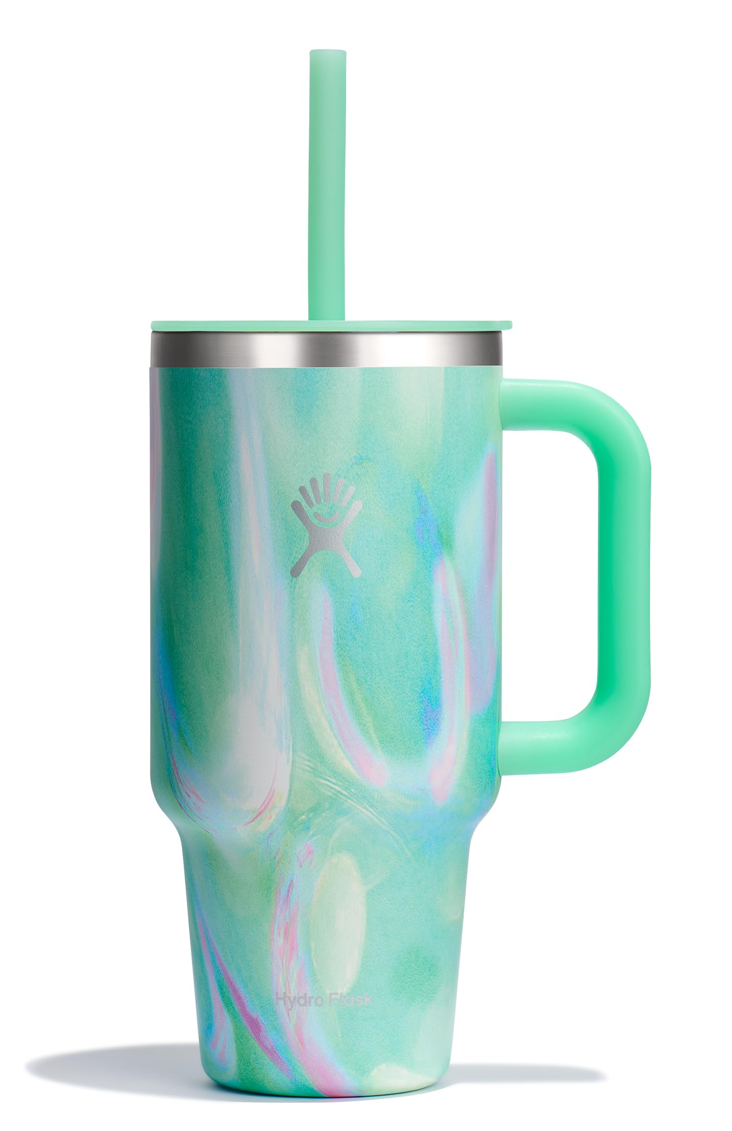 Hydro Flask 32 Oz Travel Tumbler with Handle, Lid and Straw - Insulated Stainless Steel in 32 Oz Jelly Green