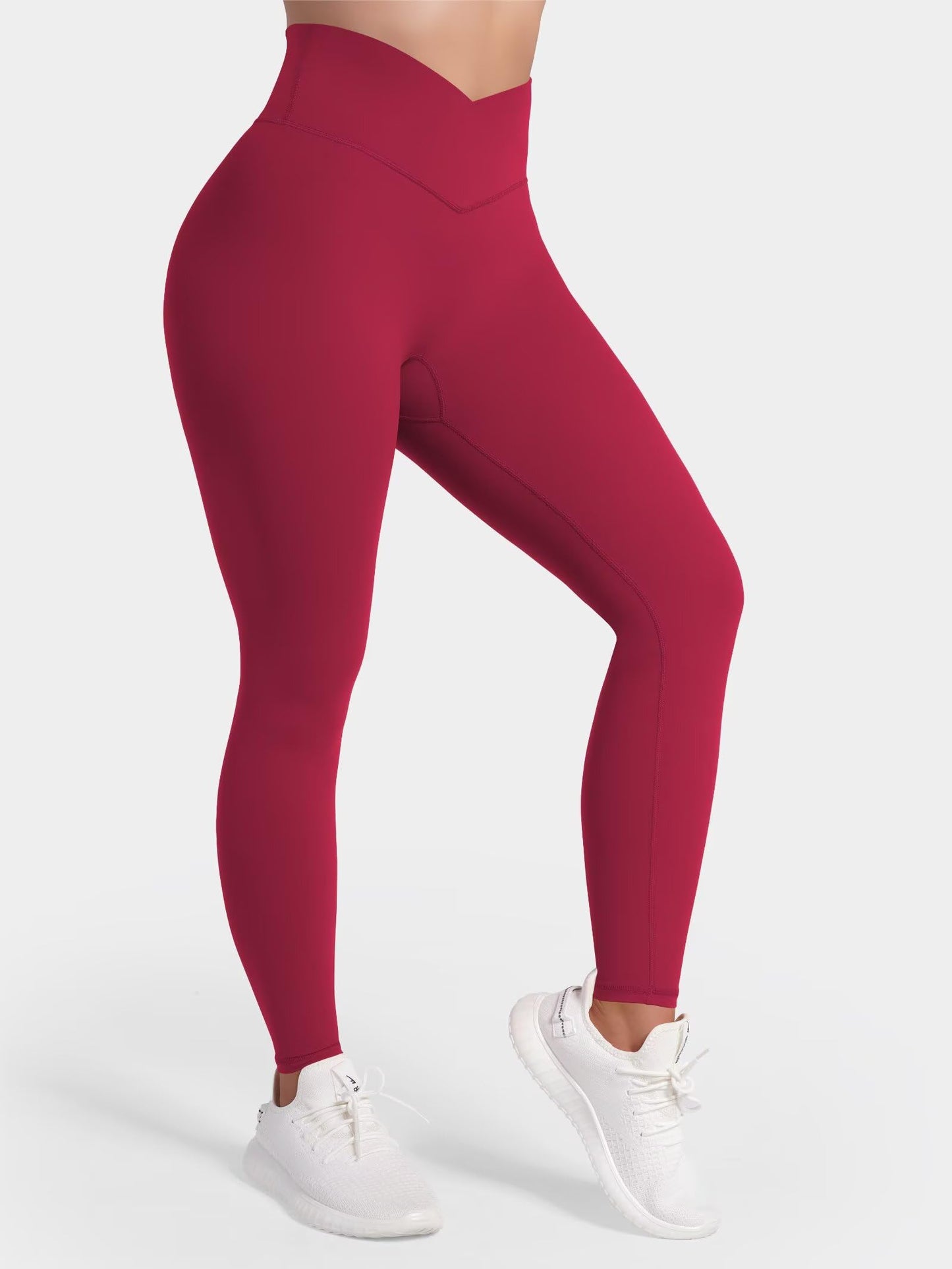 Sunzel Sunlissia Hidden Butt Lifting Scrunch Workout Leggings for Women, Crossover High Waist Yoga Pants with Tummy Control 25" Scarlet Red Medium