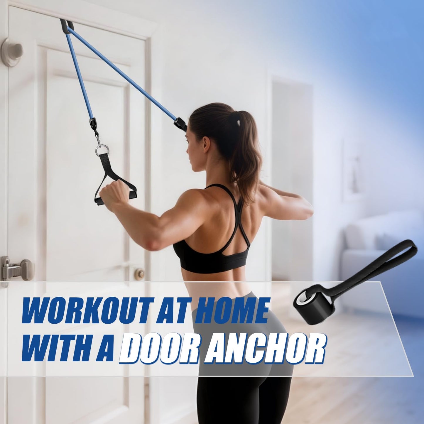 WHATAFIT Resistance Bands, Exercise Bands with Handles for Men and Women Fitness, Strength Training Home Gym Equipment, Green Blue