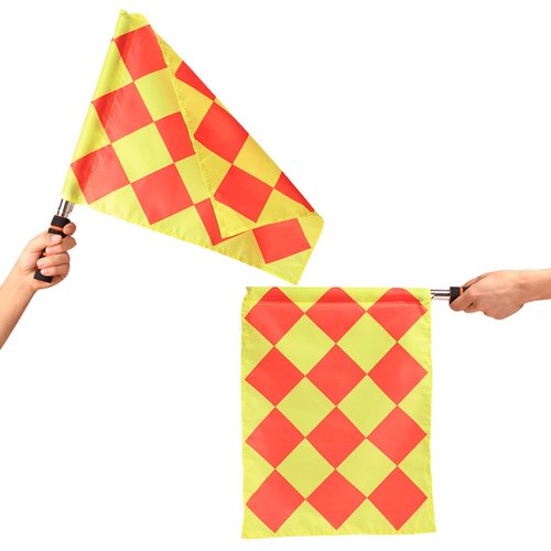 Haploon Soccer Ref Flags Football Rugby Linesman 2pcs Checkered Referee Flags Metal Pole Foam Handle with Carring Bag pack of 2