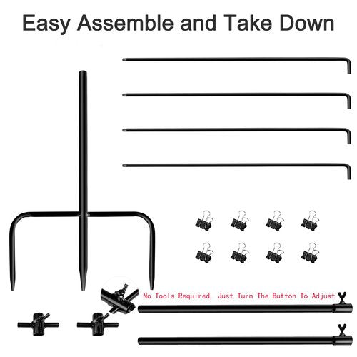 Guyuyii Adjustable Target Stand – Portable, Sturdy Shooting Target Stand for Outdoor Range, Backyard and Long-Range Practice | Easy Tool-Free Assembly with 8 Clips for Airsoft, BB Guns Training