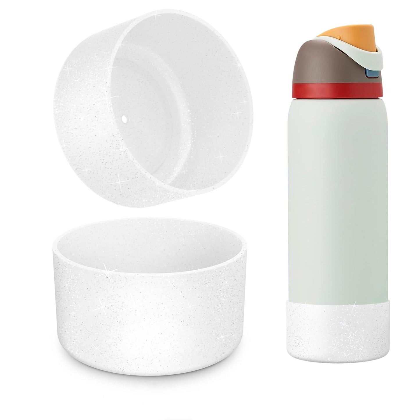 Beonsky 2 PCS Glitter Silicone Boot for Owala Water Bottle 40 oz, Anti-Slip Protective Sleeve for FreeSip/Twist/Flip Stainless Steel Water Bottles Accessories