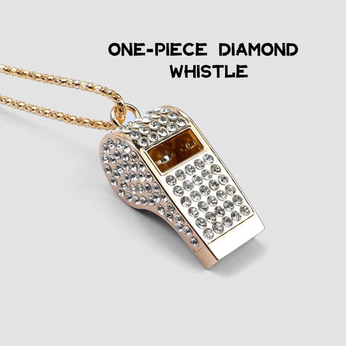ARCSTILL Metal Rhinestone Lanyard Whistle Bling Crystal Loud Sound with Chain Whistle for Coaches, Referee, Teachers, Police, Lifeguard, Emergency, Sports, Adults (Gold)