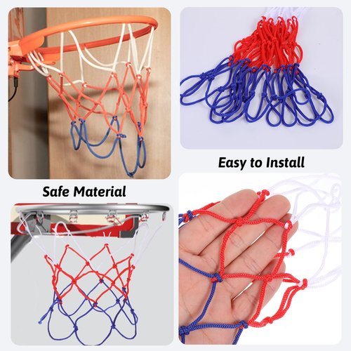 4PCS Mini Basketball Nets Replacement Small Basketball Hoop Net 8 Loops Basketball Nets Replacement for 8"-10.25" Rims Nylon Small Basketball Hoop Net Little Basket Ball Net for Room Indoor Outdoor