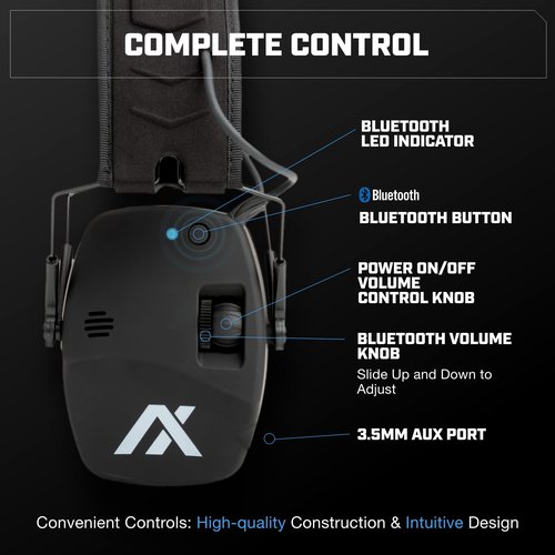 AXIL TRACKR Noise Cancelling Ear Muffs ??Mowing, Construction & Shooting Ear Protection ??Comfortable Ear Muffs for Noise Reduction ??Sweat & Water Resistant Ear Protection for Shooting