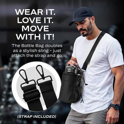 Rlyqant Magnetic Gym Bags for Men & Women, Magnetic Water Holder for Gym with 5 Built-In Magnets & Phone Pouch, Sling Bag Carrier for Fitness, Travel, Sports | Keep Items off Floor B006