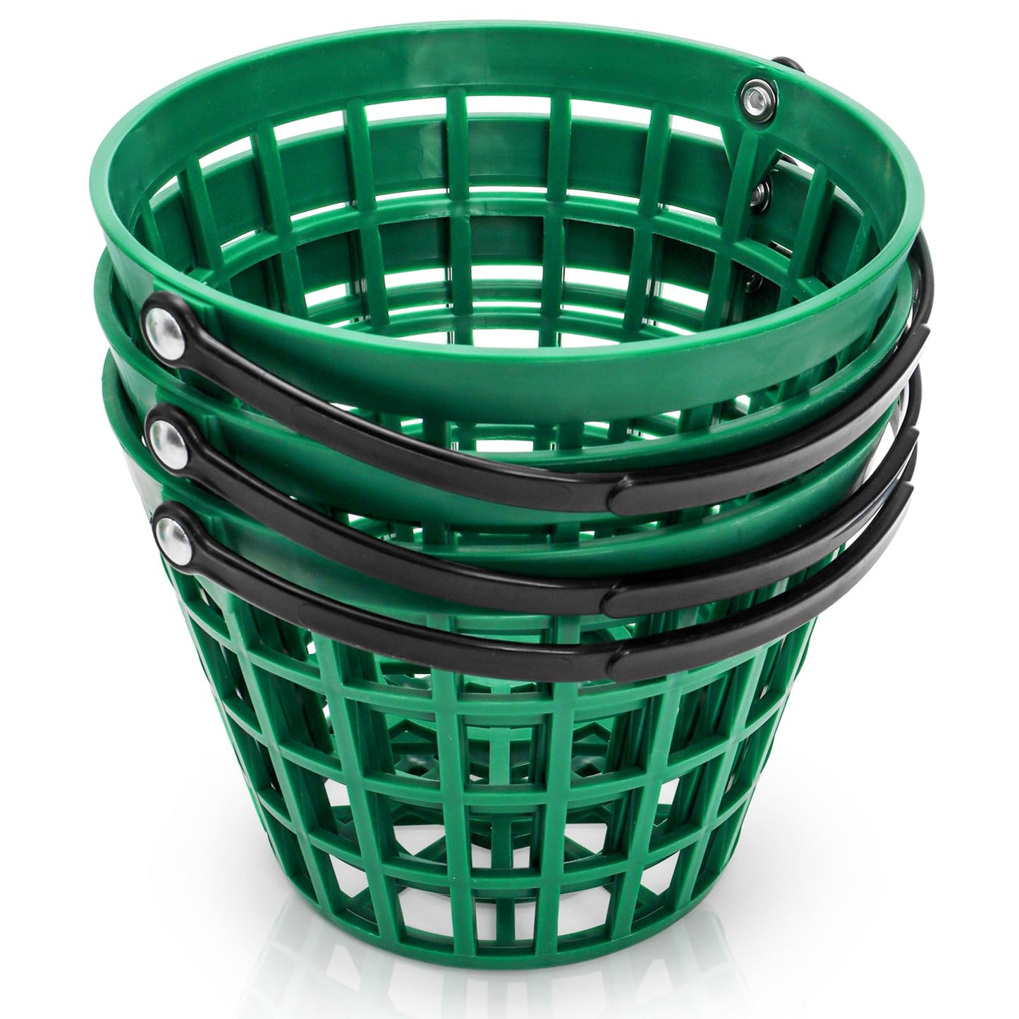 Bekith 3 Pack Small Plastic Golf Ball Basket, Golf Ball Container Golf Bucket with Handle, Holds 25 Balls, Green
