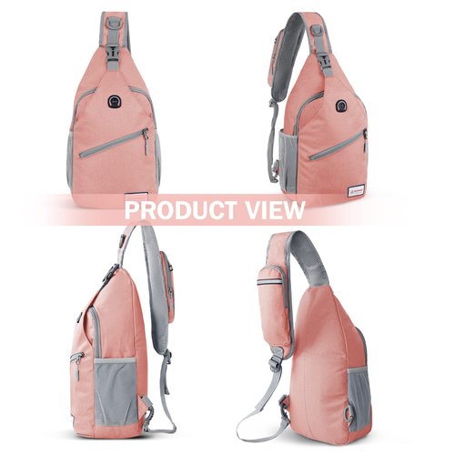 ZOMAKE Sling Bag,Small Crossbody Sling Backpack,Water Resistant Shoulder Daypack for Travel,Anti Thief Chest Bag for Hiking(Pink(New))