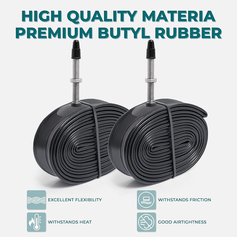 700C Bike Tubes 700x35C-43C with 48mm Presta Valve, 2 Pack Premium Butyl for Mountain, Cruiser, City & Road Bikes