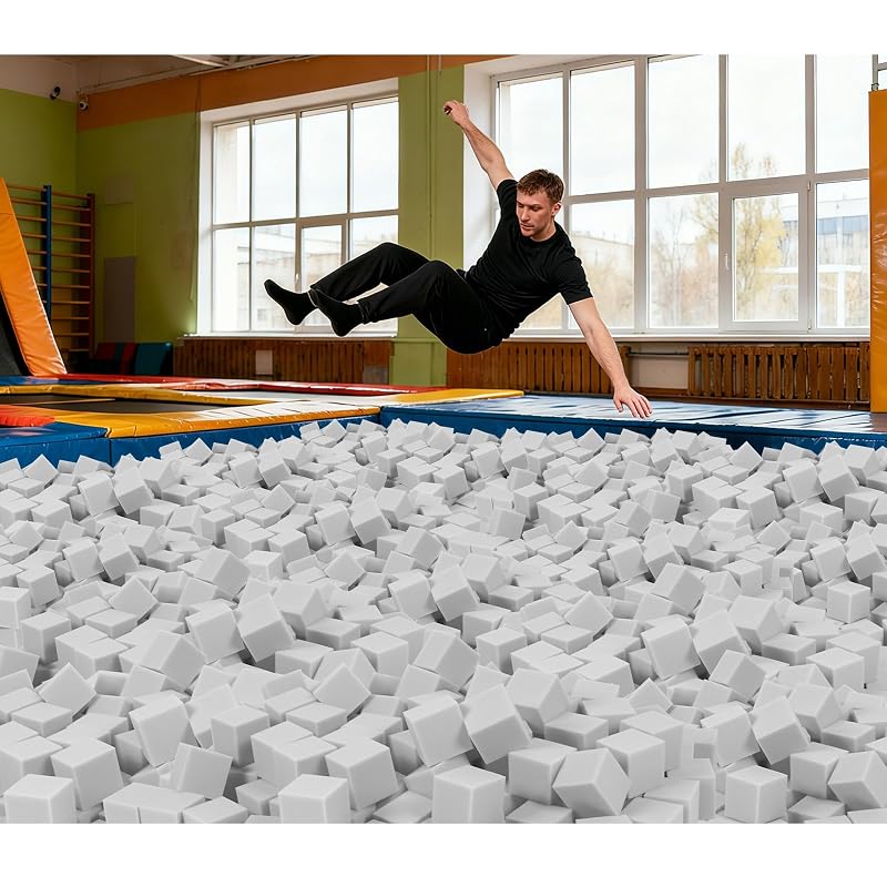 Light Gray 100 Pack Foam Cubes 3.15in - Gymnastics, Rock Climbing & Indoor Park Pit Cushions