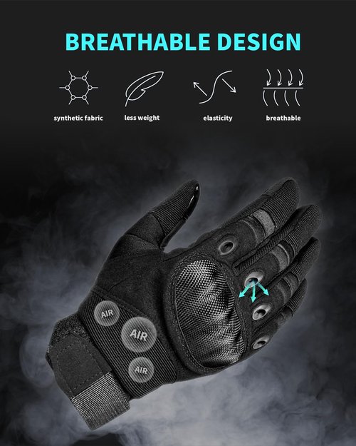 Liovoras Tactical Gloves for Men, Shooting & Motorcycle Gloves with Hard Shell Knuckle Protection & Leather Palm for Airsoft Motorcycle Cycling Paintball Sports Climbing Training Hunting