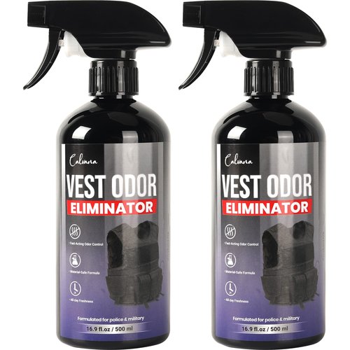 Calvana (2-Pack) 16.9 fl.oz Vest Odor Eliminator Spray, Vest Deodorizer for Security Services & Tactical Equipment, Residue-Free, Safe for All Fabrics, All-Day Freshness