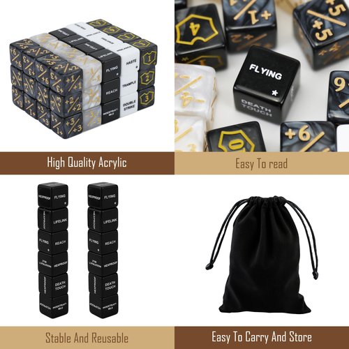 62PCS MTG Dice Counters Bulk Ability Keywords MTG Tokens Shield Life Counter Dice Set for Magic Card Accessories, Compatible with TCG Card Game Accessories CCG Creature Stats