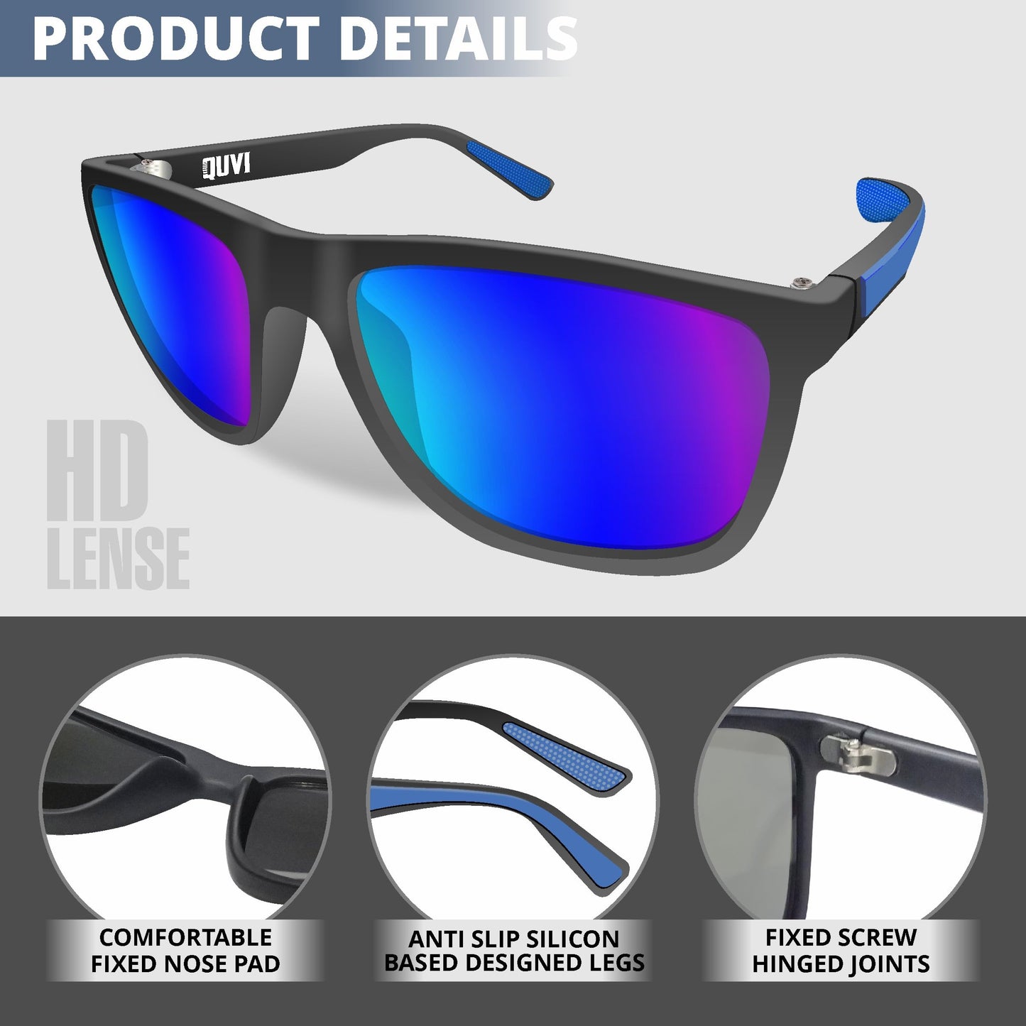 QUVI Polarized Sunglasses for Men | Mens Sunglasses Polarized UV Protection, Lightweight Men's Sun Glasses for Driving Sports Fishing Golf Cycling