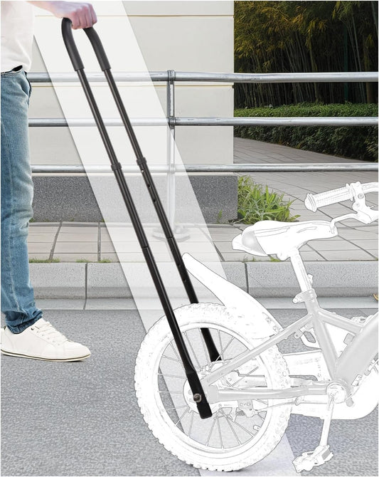 Kids Bike Training Handlebar | Ergonomic Push Assist Stabilizer for Safe Riding, 6-Level Height Adjustable, High Carbon Steel Frame - Quick-Install Design for Balance Bikes (5-12 Years)