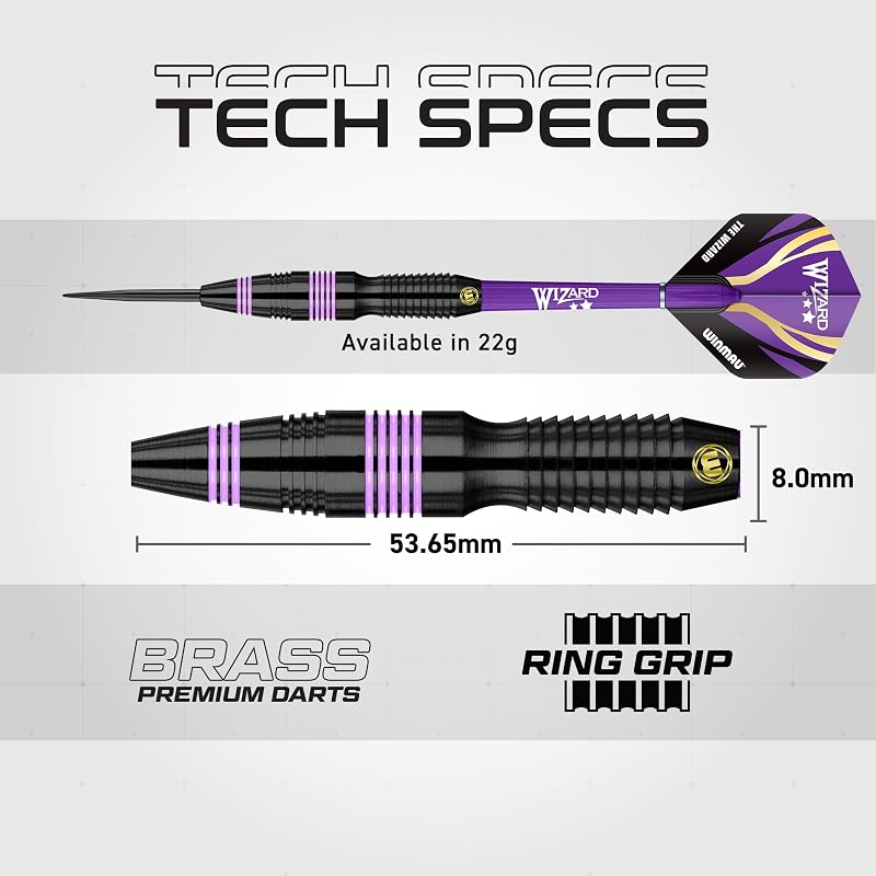 Darts Set - 22g Twin Barrel Golf Style with Flights, Shafts & Wallet – Dual Grip, MVG vs Wizard
