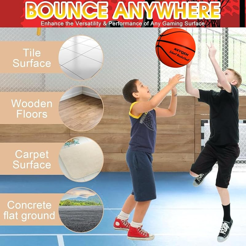 Silent Basketball Size 7 (29.5”) Orange – 600g Foam Airless Indoor Basketball with Deep Grooves