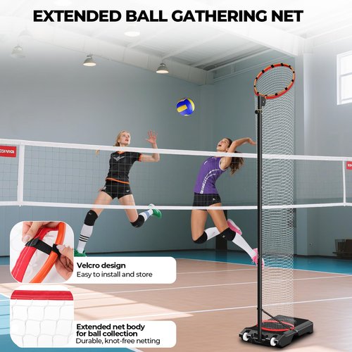 Volleyball Setter Trainer Net Setting Training Equipment，with Mobile Pulleys, Adjustable Height/Angle,Can Be Filled with Water，Indoor and Outdoor Volleyball Serve, Dunk and Set Practice Net