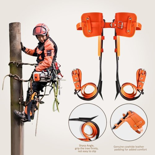 Tree Climbing Gear，Tree Climbing Spikes, Tree Climbing Gear with Adjustable Climbing Straps and Steel Core Flip Line, Rock Climbing Kit with Triple Lock Lanyard Adjuster