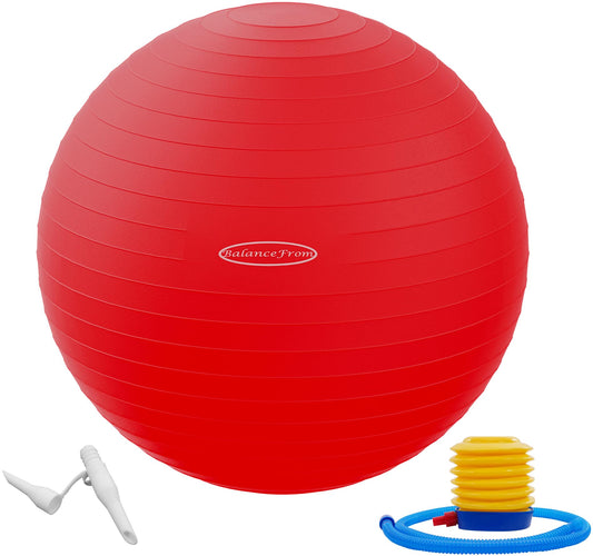 Fitvids Anti-Burst and Slip Resistant Exercise Yoga Ball with Quick Pump 68-75cm, XL, Red